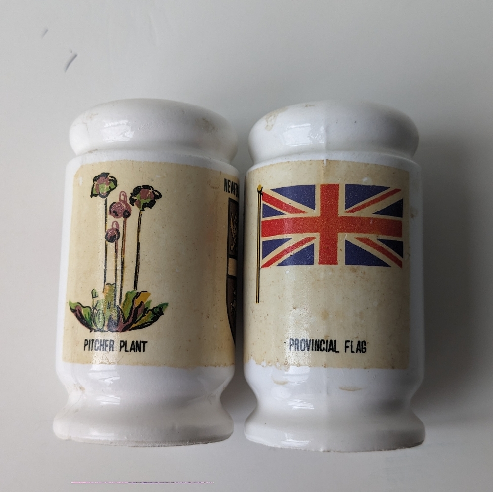 Vintage British styled salt and pepper shakers